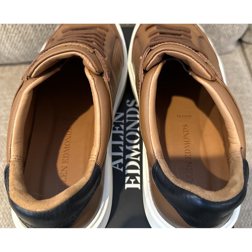 Allen Edmonds Oliver Sneaker Mens 8 3E Luggage Tan New Leather Slip-On EC4501007 - Picture 7 of 16